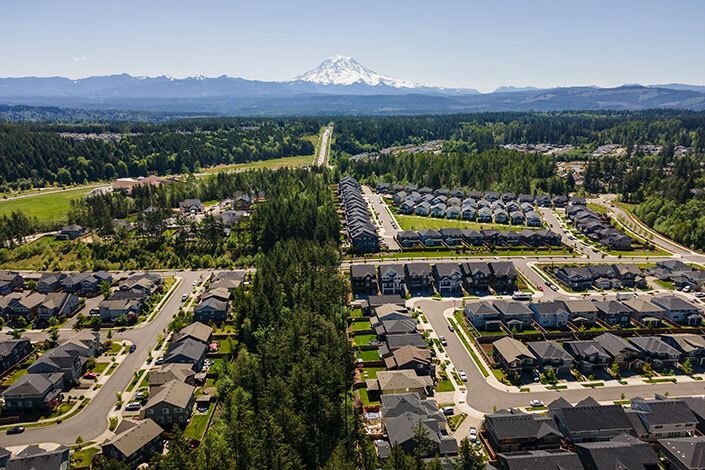 Brookfield Residential Land | Tehaleh community aerial in Puget Sound, WA